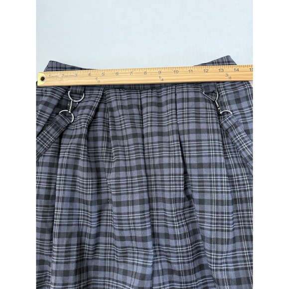 Hot Topic Black Gray Plaid Pleated Skirt Suspenders Goth Grunge Academia Emo SzM - Picture 9 of 10